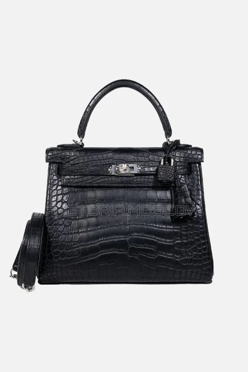 Hermès Kelly 25 Retourne Matte Black Alligator PHW