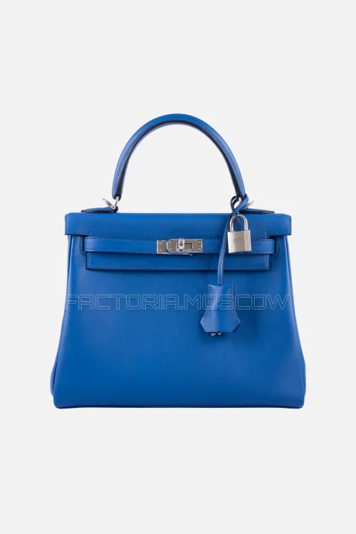Hermès Kelly 25 Retourne Blue France Swift PHW