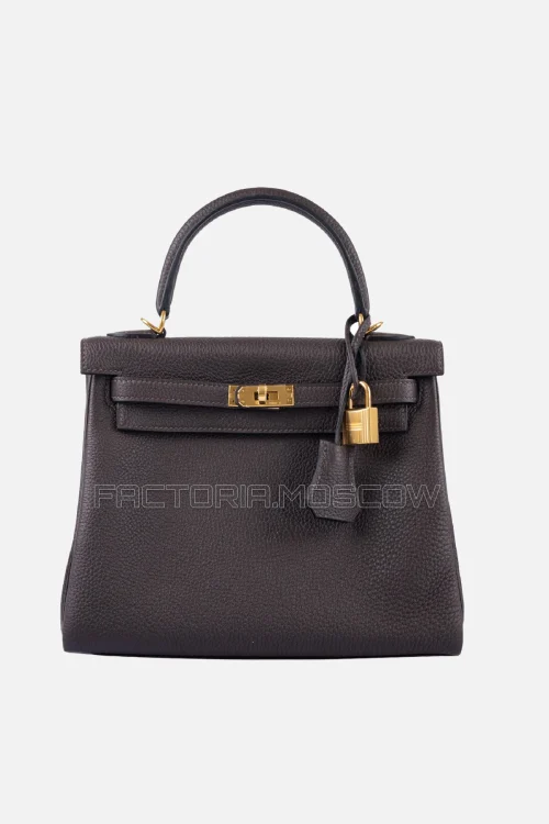 Hermes Kelly Retourne 25 Togo Chocolat PHW