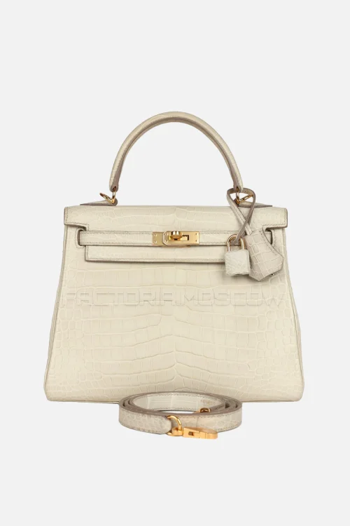 Hermès Kelly Retourne 25 Beton Matte Alligator GHW