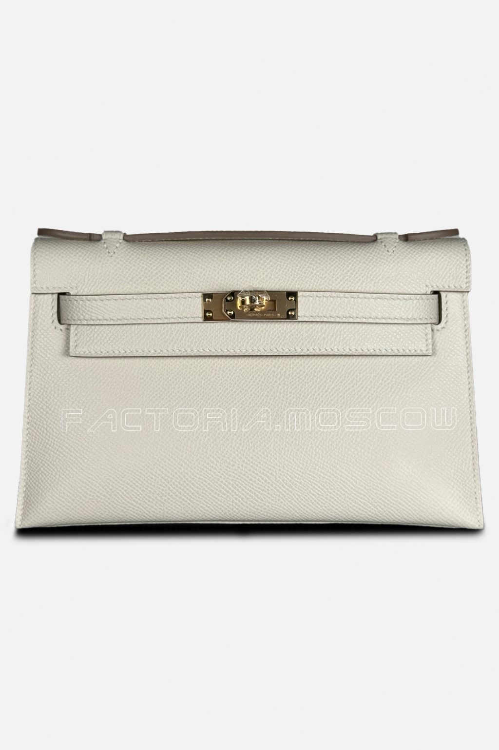 Hermes Kelly Pochette Epsom Colour Craie GHW