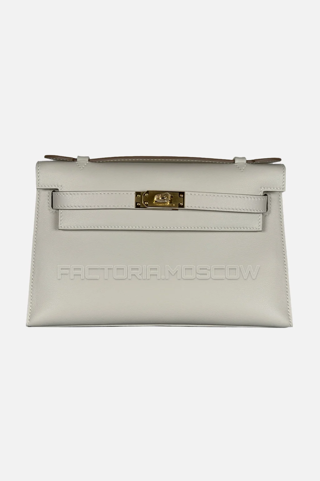 Hermes Kelly Pochette Swift Colour Craie GHW