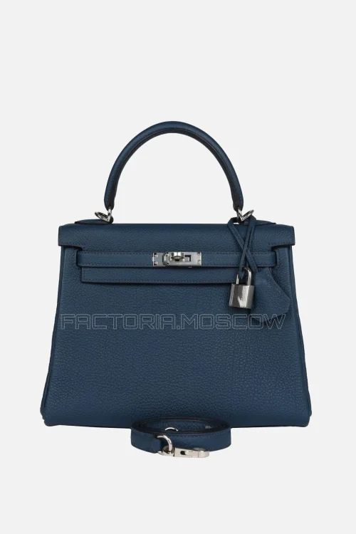 Hermès Kelly Retourne 25 Bleu De Prusse Togo PHW