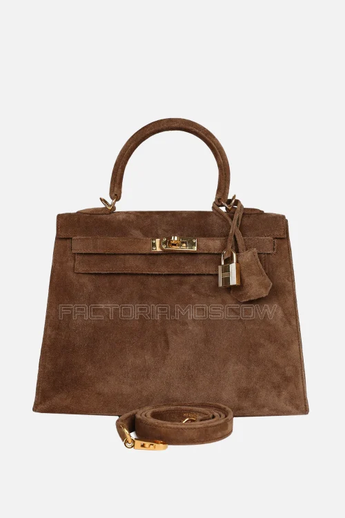 Hermès Kelly Sellier 25 Brown Doblis GHW