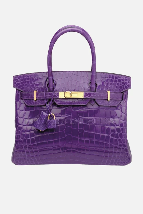 Hermes Birkin 30 Shiny Ultraviolet Niloticus Crocodile GHW