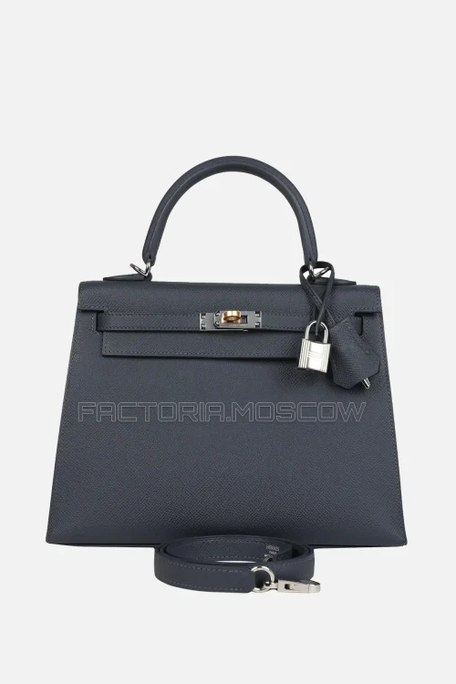 Hermès Kelly Sellier 25 Ardoise Epsom GHW