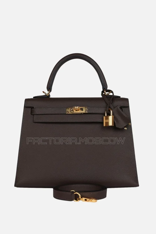Hermès Kelly Sellier 25 Ecorce Epsom GHW