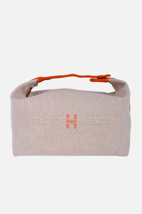 Hermes Bride A Brac Large Model Trousse De Toilette Natural/Orange PHW
