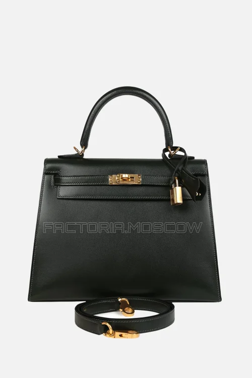 Hermès Kelly Sellier 25 Vert Fonce Box GHW