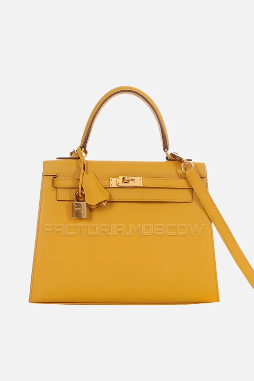 Hermès Sellier Kelly 25 Jaune Ambre Epsom GHW
