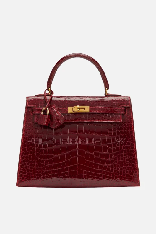 Hermès Kelly Sellier 25 Rouge H Shiny Mississippiensis Alligator GHW