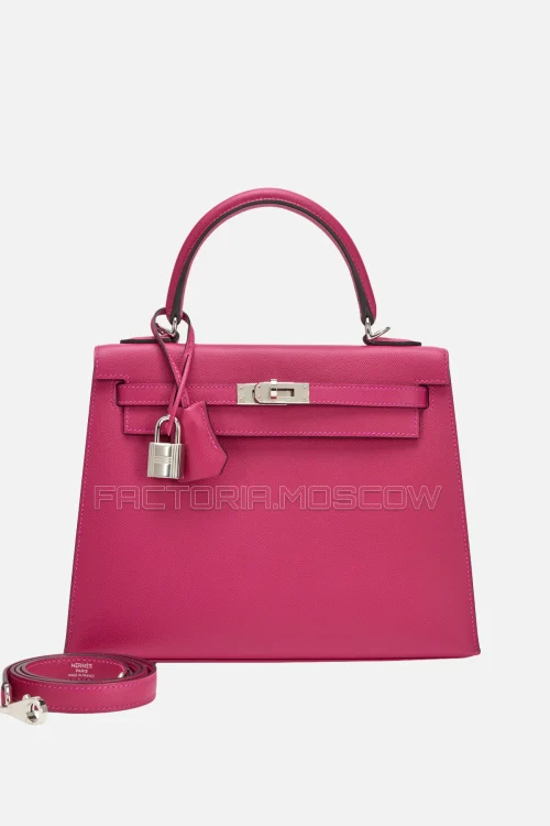 Hermès Sellier Kelly 25 Rose Pourpre Madame PHW