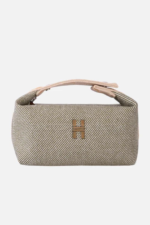 Hermes Bride-A-Brac GM H Natte Wool Vert Green Pouch PHW