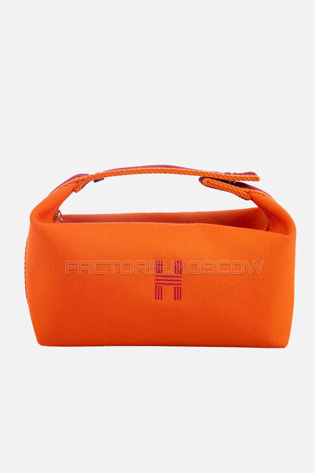 Hermes Canvas Small Bride-A-Brac Pouch In Orange And Burgundy PHW