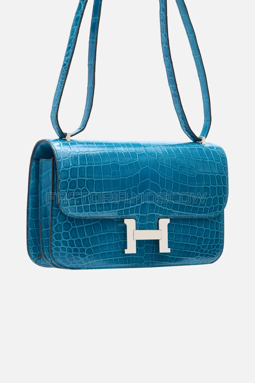 Hermes Constance Elan Shiny Bleu Izmir Niloticus Crocodile PHW