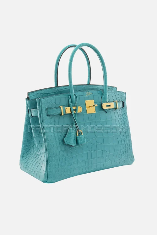 Hermes Birkin 30 Matte Alligator Bleu Paon GHW