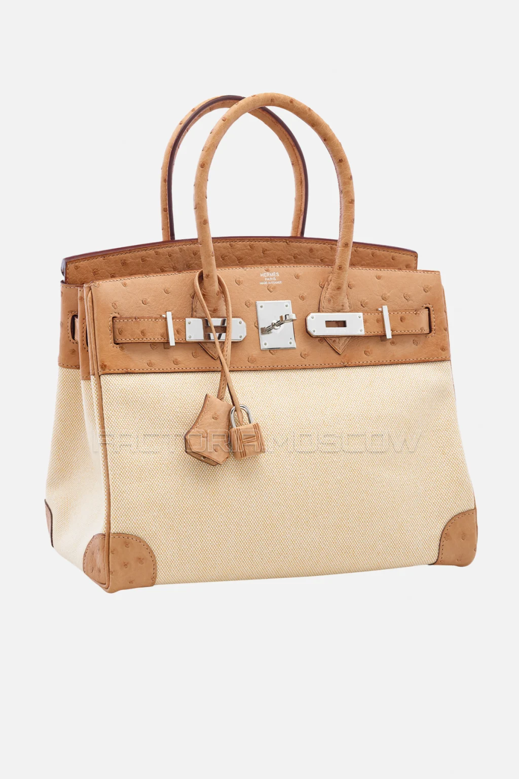Hermes Birkin 30 Sable Ostrich/Toile H PHW
