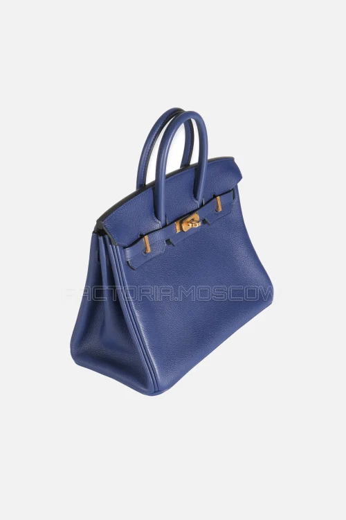 Hermès Birkin 25 Bleu Saphir And Gris Mouette Taurillon Novillo GHW