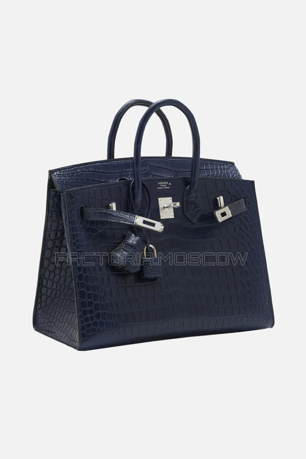 Hermes Birkin Sellier 25 Porosus Crocodile Blue Marine PHW