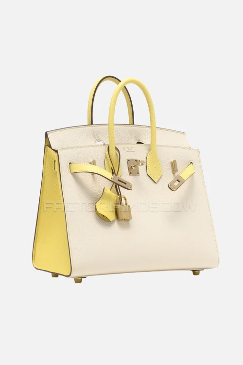 Hermes Birkin Sellier 25 Epsom Craie/Jaune Poussin GHW