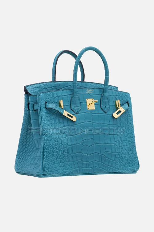 Hermes Birkin 25 Matte Bleu Paon Alligator GHW