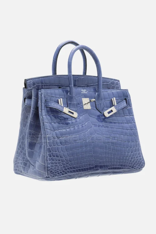 Hermes Birkin 25 Shiny Bleu Brighton Niloticus Crocodile PHW