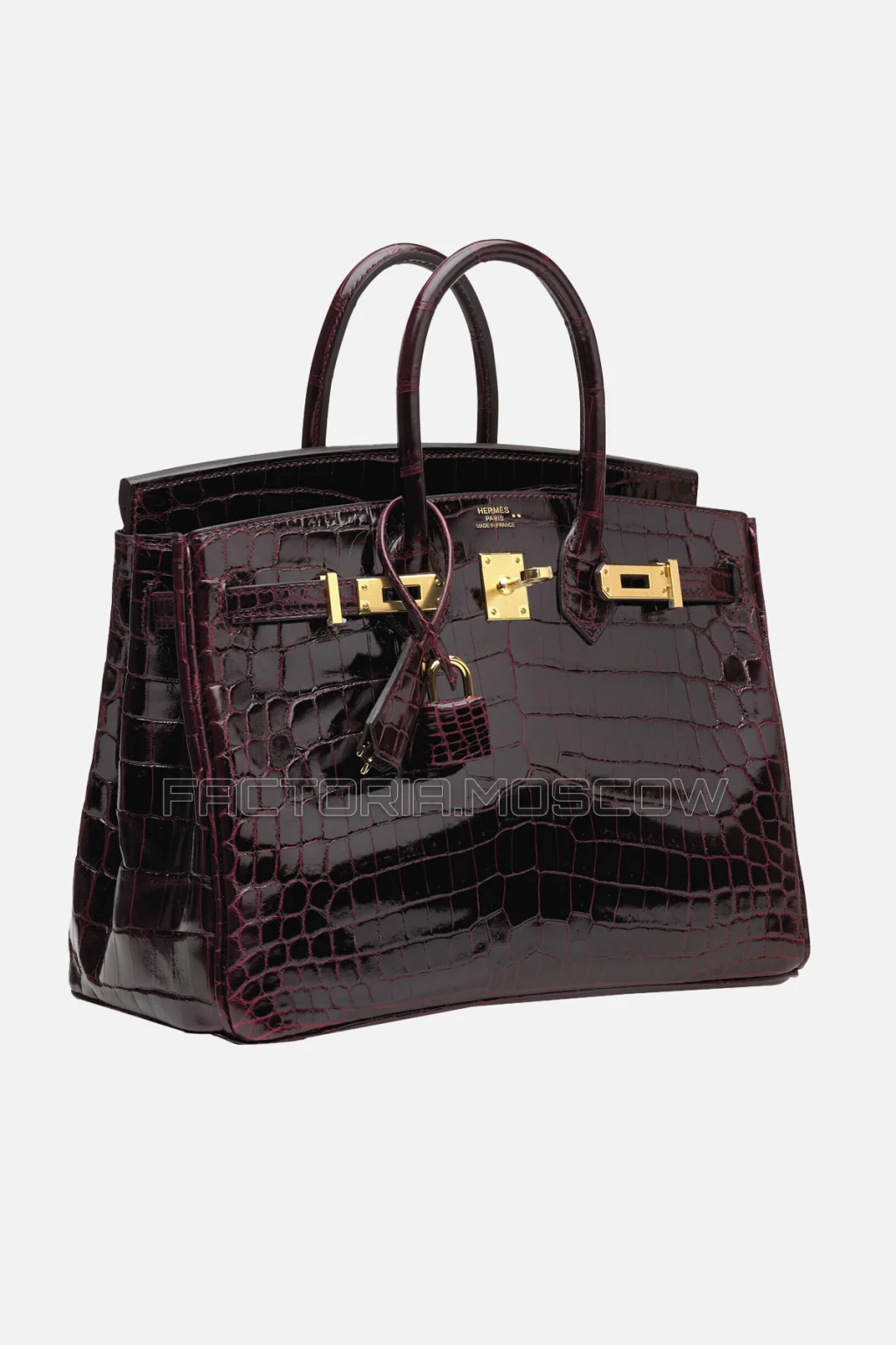 Hermes Birkin 25 Shiny Bordeaux Niloticus Crocodile GHW