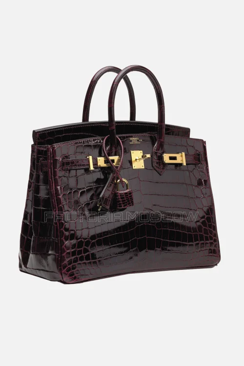 Hermes Birkin 25 Shiny Bordeaux Niloticus Crocodile GHW
