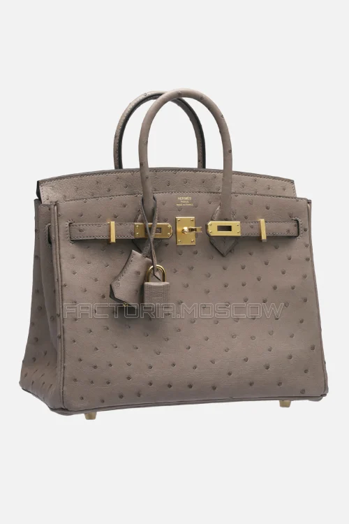 Hermes Birkin 25 Gris Tourterelle Ostrich GHW