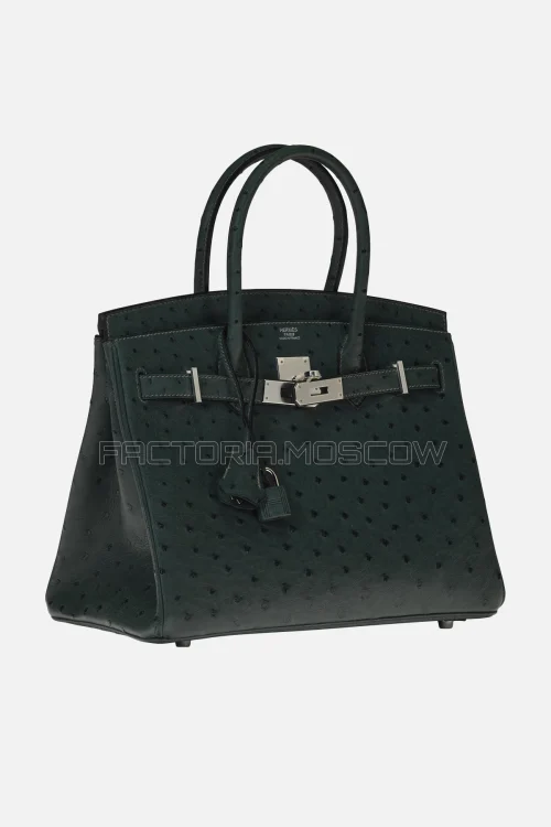 Hermes Birkin 30 Vert Fonce Ostrich PHW
