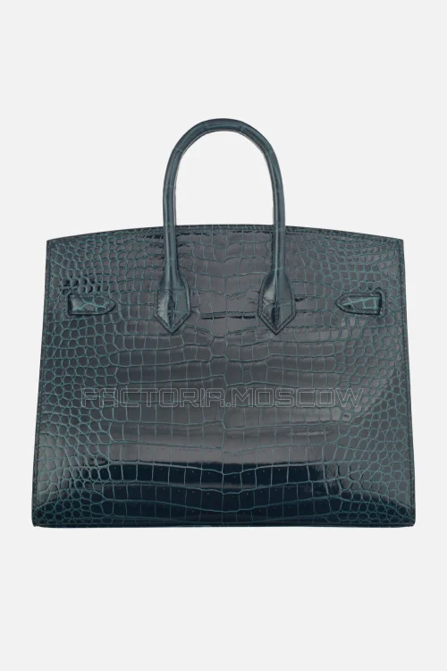 Hermes Birkin Sellier 25 Shiny Vert Rousseau Porosus Crocodile GHW