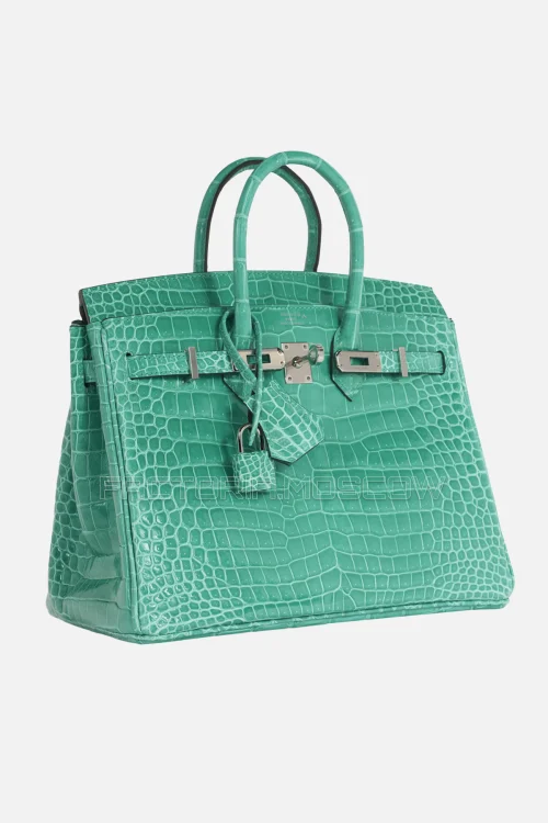 Hermes Birkin 25 Shiny Vert Jade Porosus Crocodile PHW