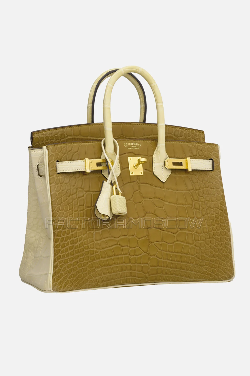 Hermes Birkin 25 Kraft/Vanille Matte Alligator GHW