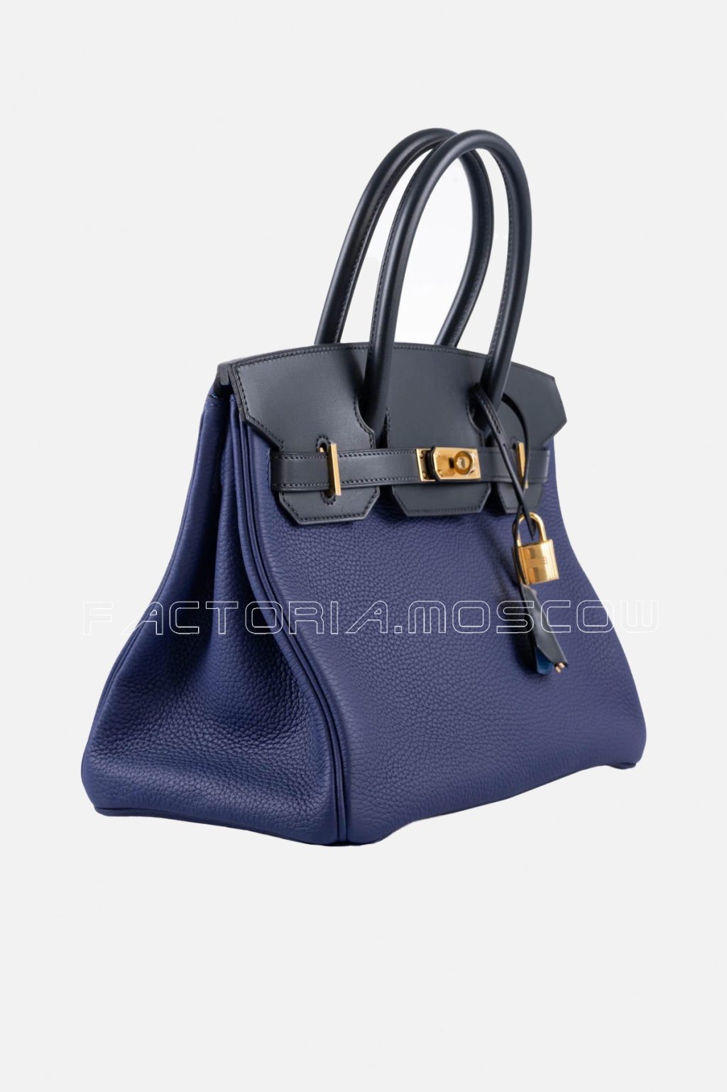 Hermes Birkin 30 Bleu Encre Clemence/Bleu Obscur Sombrero GHW