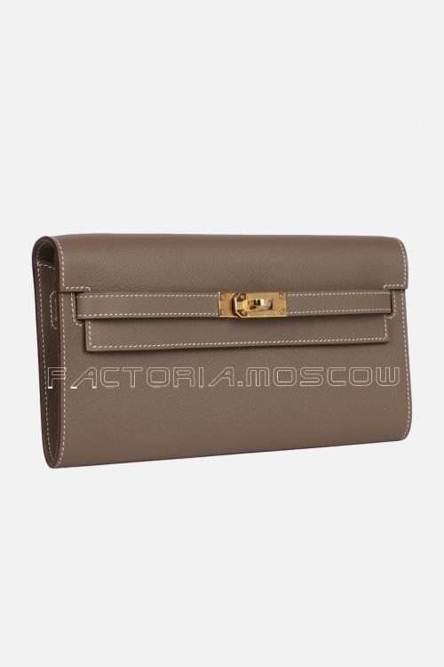 Hermès Kelly Wallet To Go Etoupe Evercolor GHW