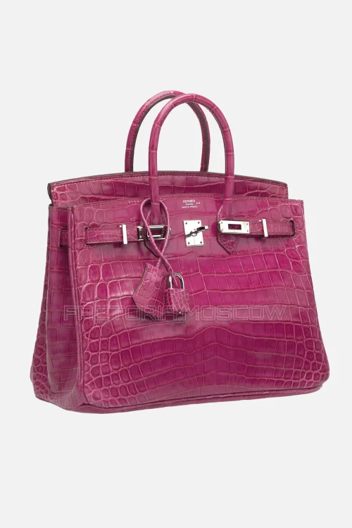 Hermes Birkin 25 Shiny Fuchsia Niloticus Crocodile PHW