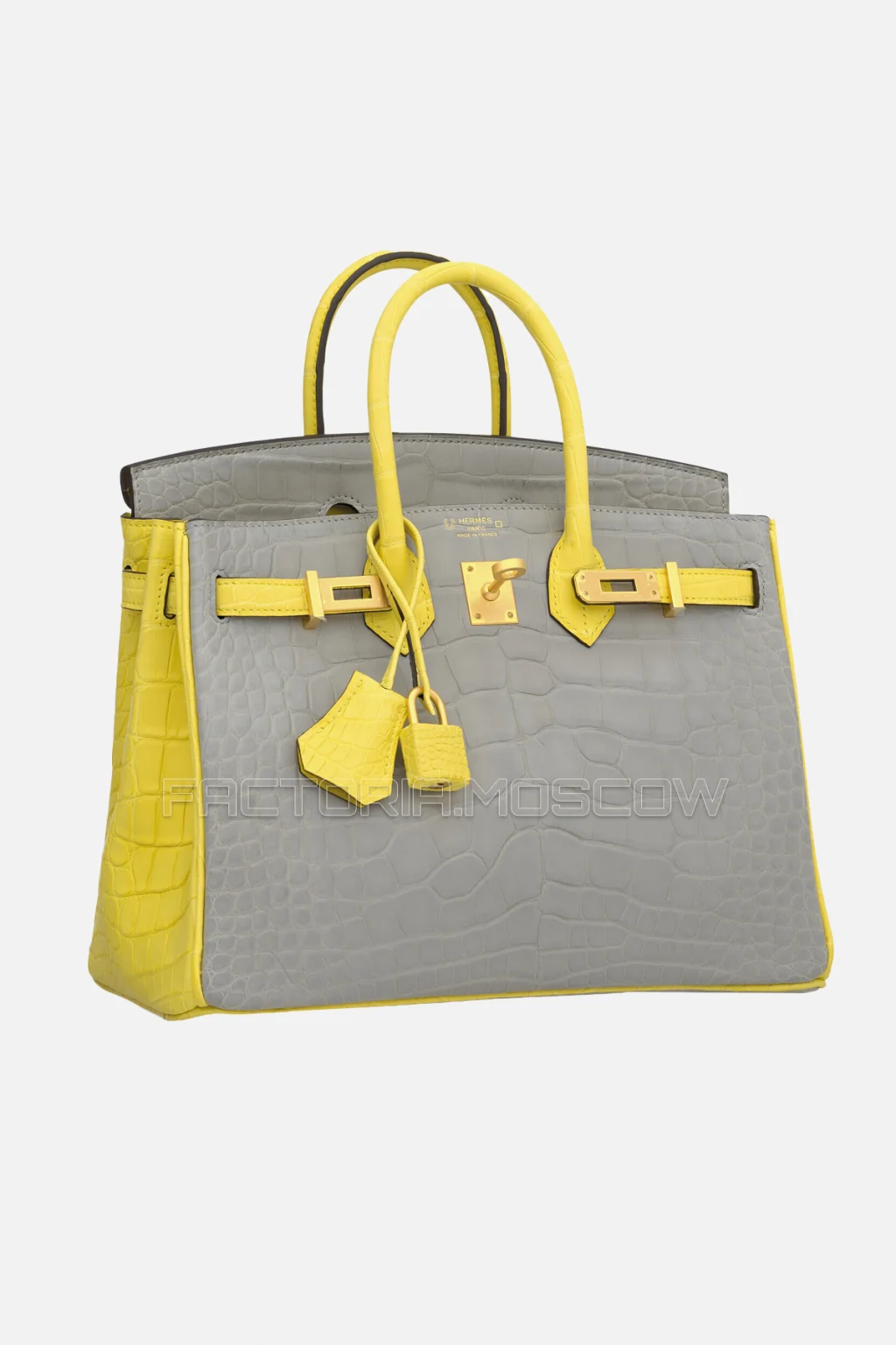 Hermes Birkin 25 Matte Gris Perle/Mimosa Alligator GHW