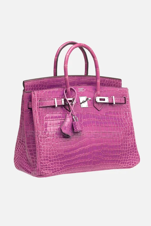 Hermes Birkin 25 Shiny Violet Porosus Crocodile PHW