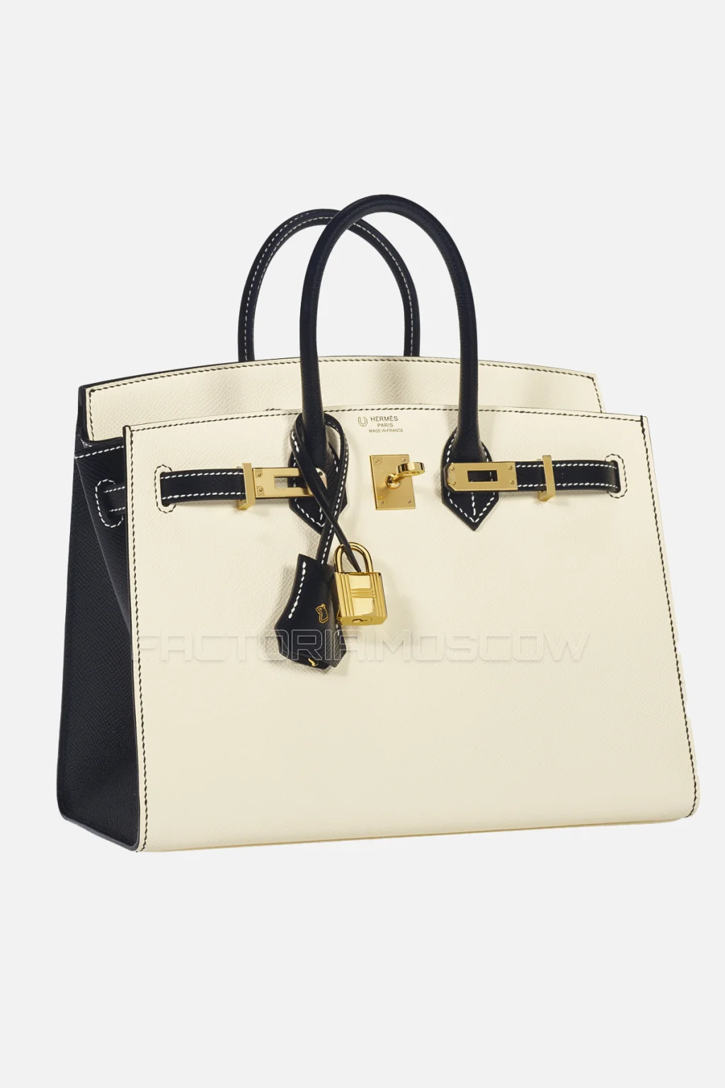 Hermes Birkin Sellier 25 Epsom Nata/Black GHW