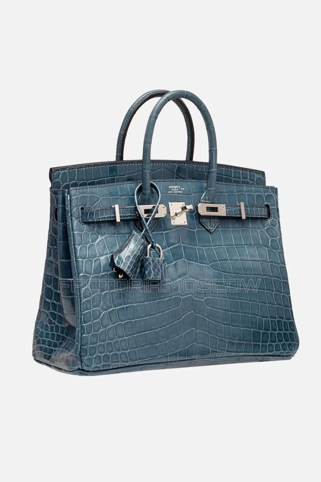 Hermes Birkin 25 Shiny Bleu Tempete Niloticus Crocodile PHW
