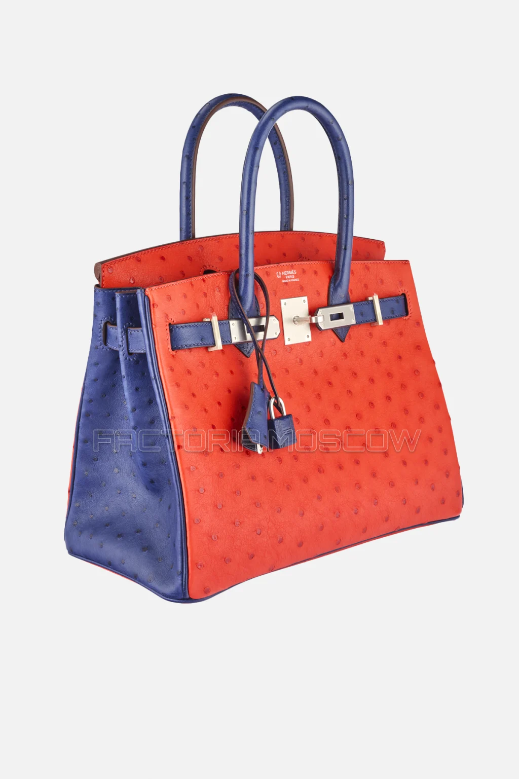 Hermes Birkin 30 Capucine/Bleu Iris Ostrich PHW