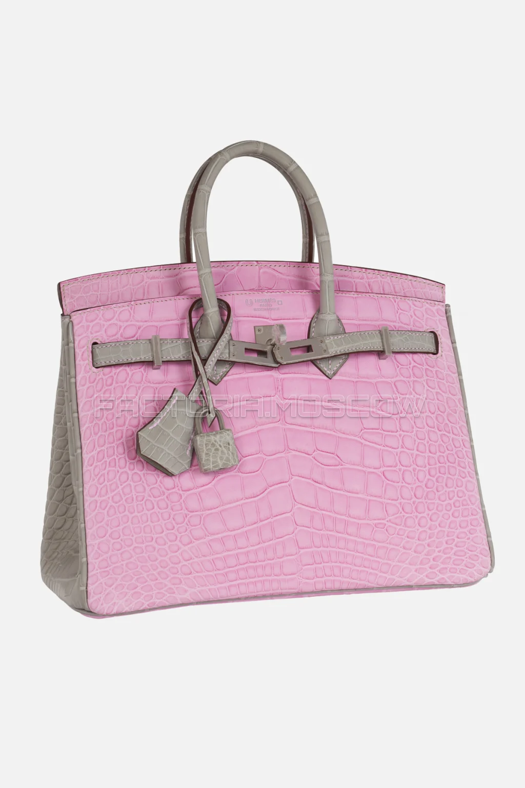 Hermes HSS Birkin 25 Matte Alligator Pink/Gris Perle PHW