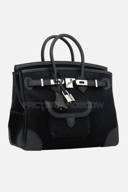 Hermes Birkin Cargo 25 Black Canvas/Swift Cargo PHW