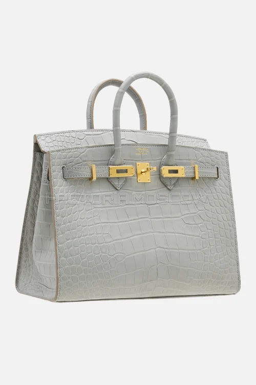 Hermes Birkin Sellier 25 Matte Gris Perle Alligator GHW