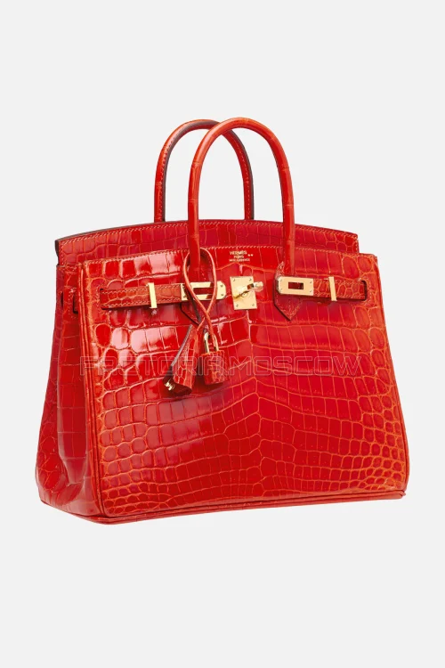 Hermes Birkin 25 Shiny Orange Poppy Niloticus Crocodile GHW