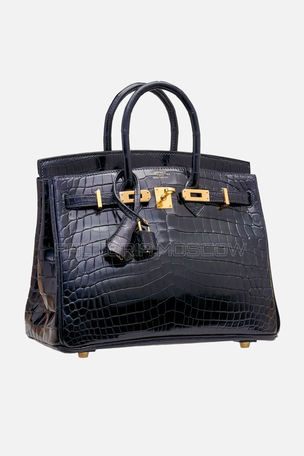 Hermes Birkin 25 Shiny Bleu Marine Niloticus Crocodile GHW