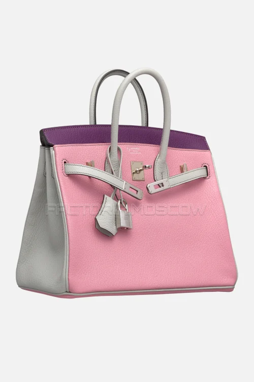 Hermes Birkin 25 Chevre Anemone, Rose Confetti, Gris Perle PHW