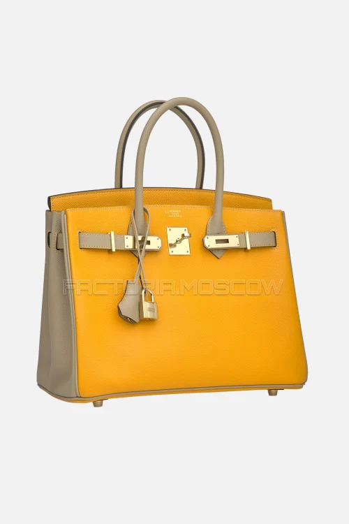 Hermes Birkin 30 Jaune D'Or/Gris Asphalte Epsom GHW