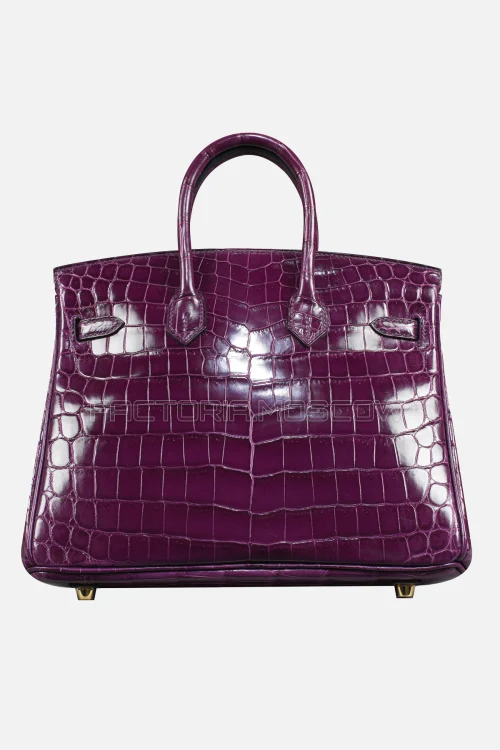 Hermes Birkin 25 Shiny Cassis Niloticus Crocodile GHW
