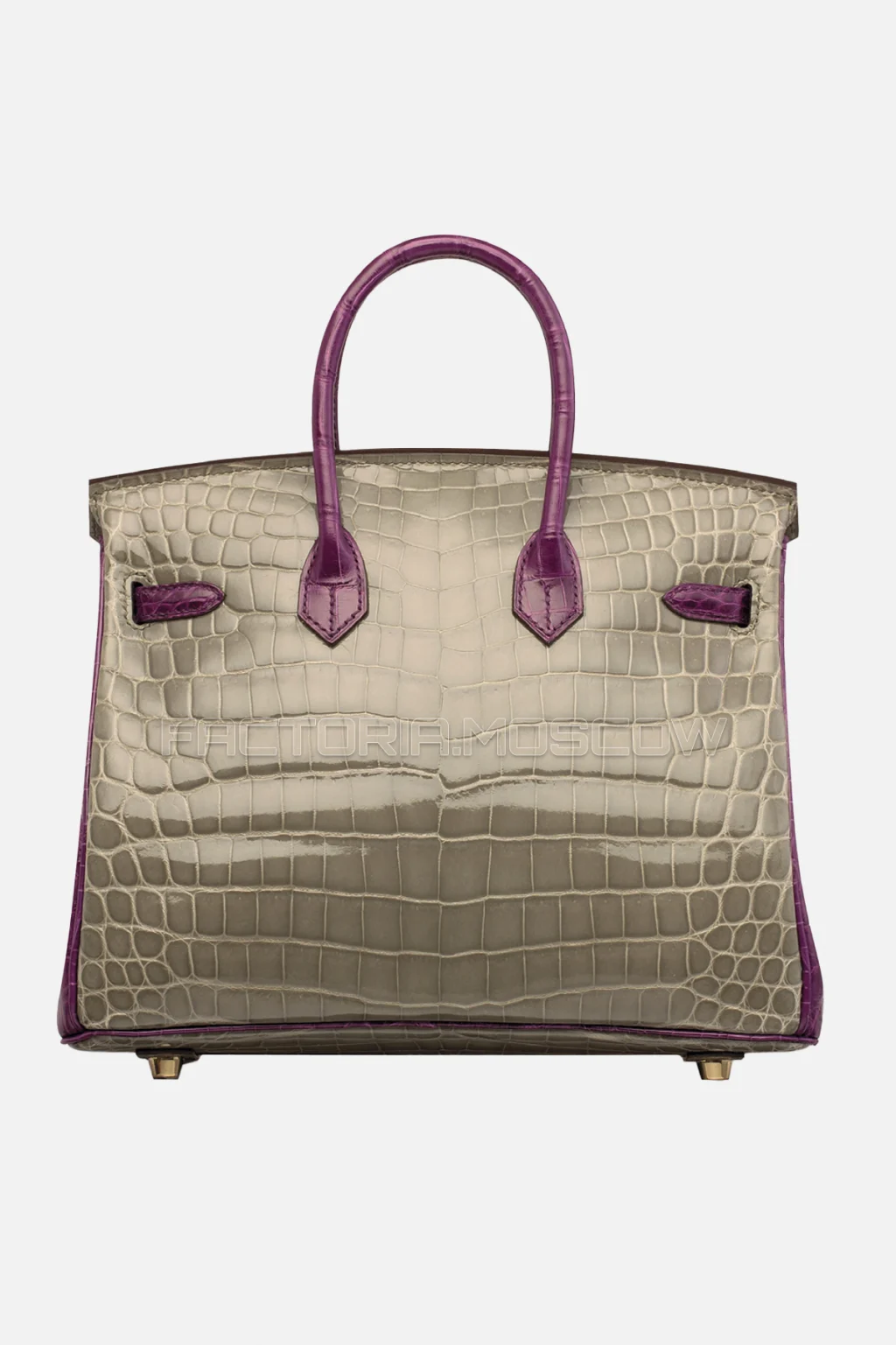 Hermes Birkin 25 Shiny Gris Tourterelle/Ultra Violet Niloticus Crocodile GHW